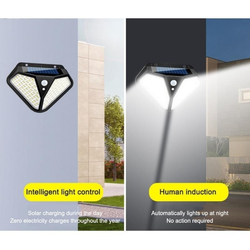 Outdoor luminous light 102 SMD LED two-sided solar wall human body induction light