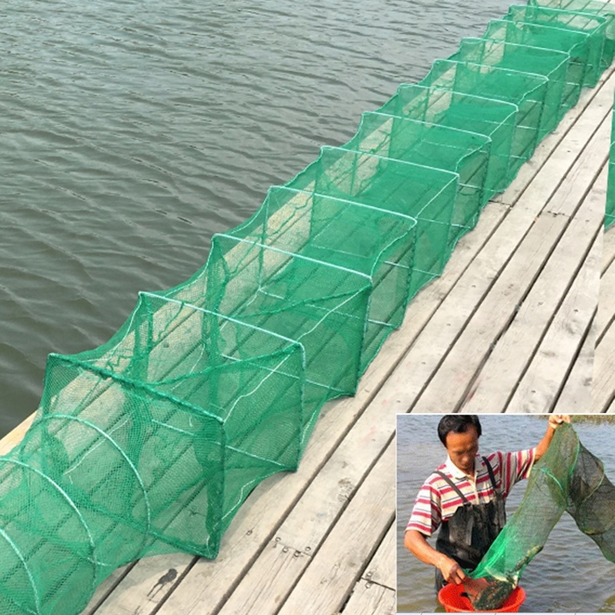 Foldable Crab Fish Crayfish Lobster Shrimp Prawn Eel Live Trap Net Bait Fishing Pot Cage