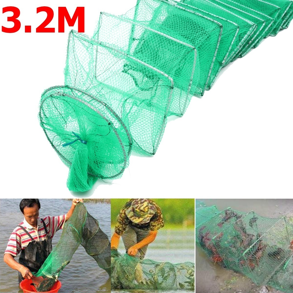 Foldable Crab Fish Crayfish Lobster Shrimp Prawn Eel Live Trap Net Bait Fishing Pot Cage