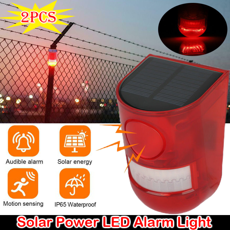 Sound&amp;Light Warning Solar Alarm IP65 Waterproof Motion Sensor Alarm Lamp Wireless Garden Yard Farm