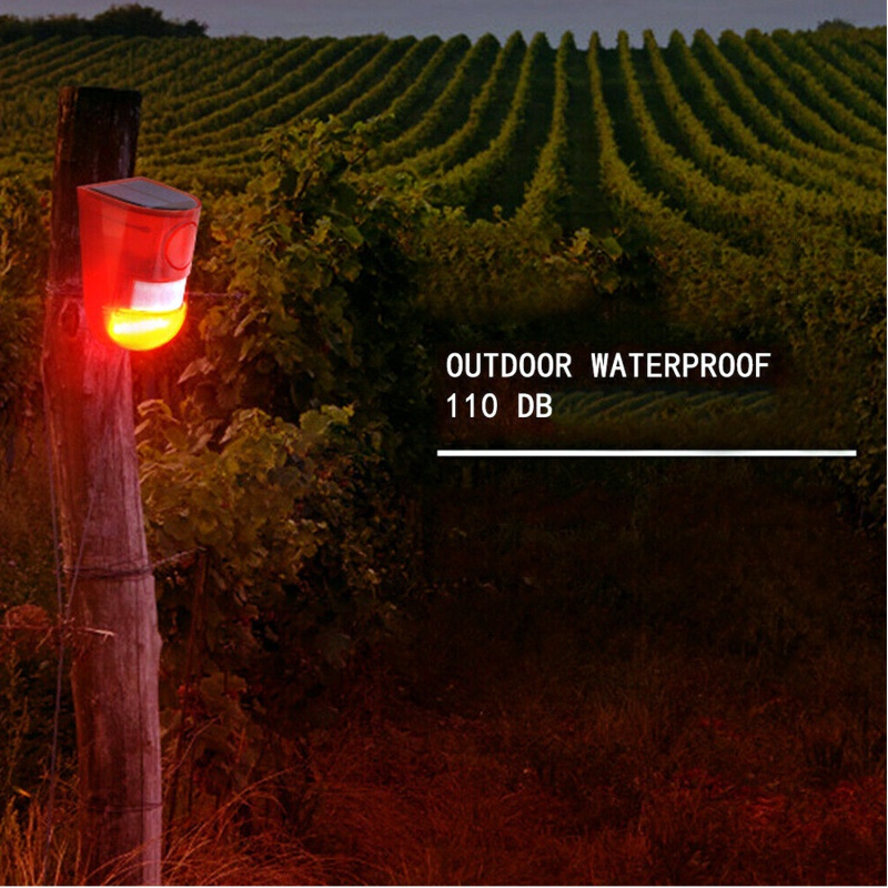 Sound&amp;Light Warning Solar Alarm IP65 Waterproof Motion Sensor Alarm Lamp Wireless Garden Yard Farm