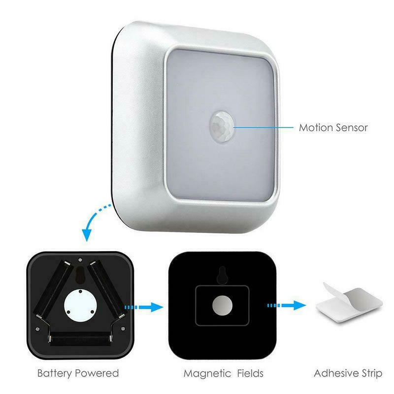 2021 NEW Motion Sensor 6 LED Night Light Wall Closet Cabinet Stair Wireless White Lamp A+