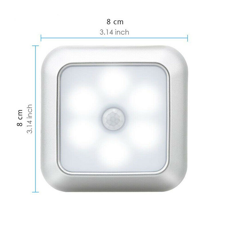 2021 NEW Motion Sensor 6 LED Night Light Wall Closet Cabinet Stair Wireless White Lamp A+