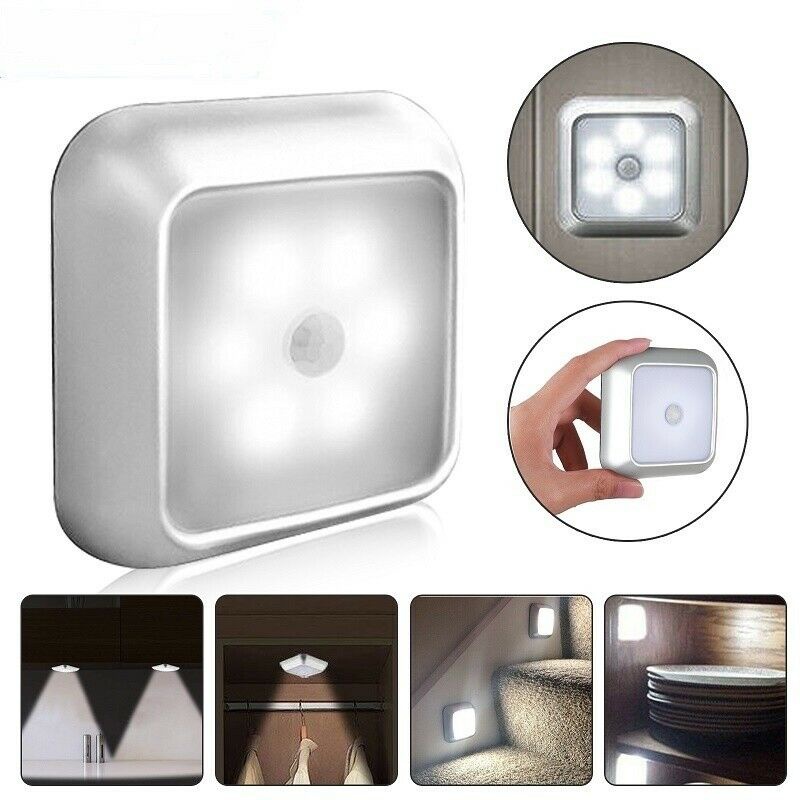 2021 NEW Motion Sensor 6 LED Night Light Wall Closet Cabinet Stair Wireless White Lamp A+