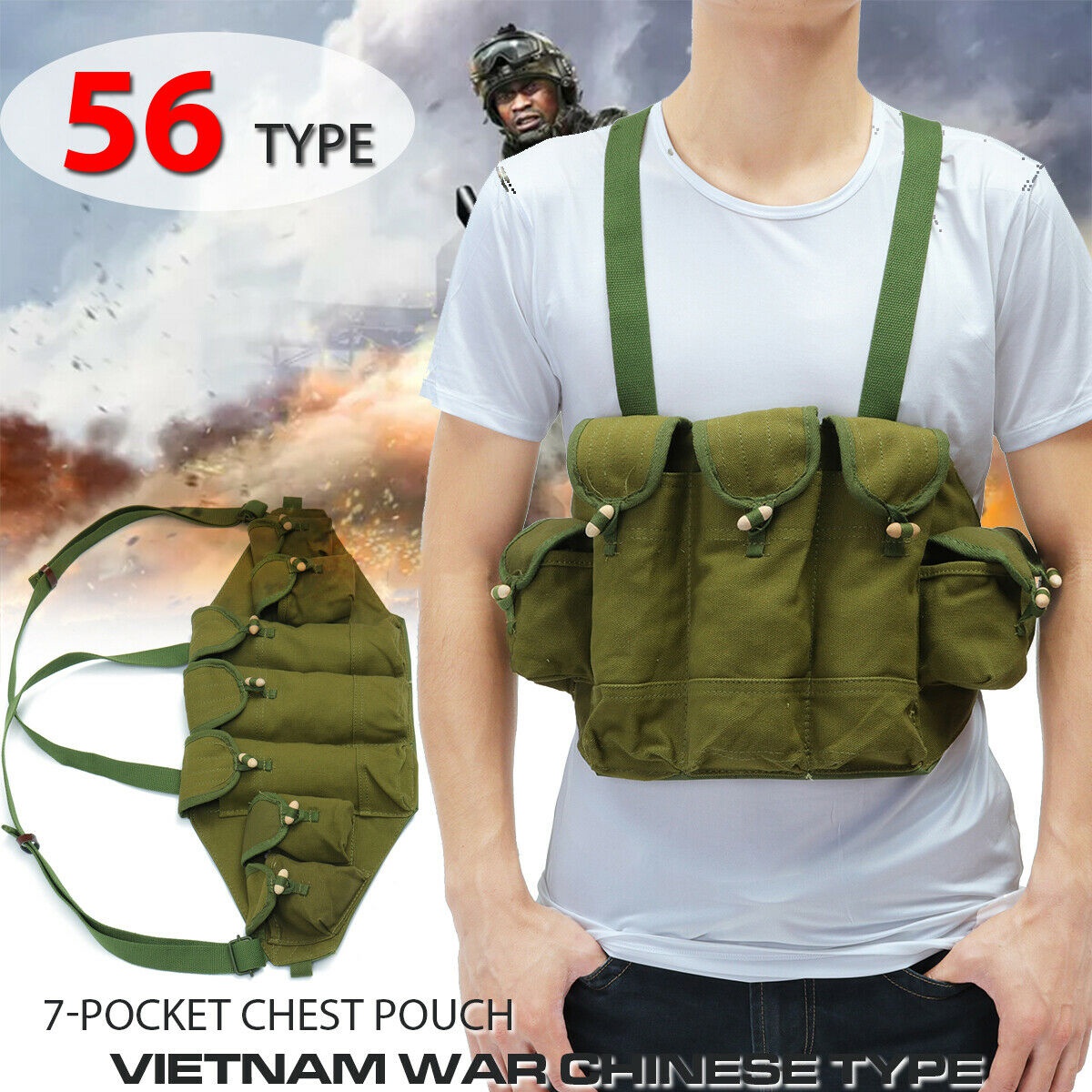 Chest Rig Vietnam War US Army Type 56 * Ammo Bandolier Pouch Tactical Bag