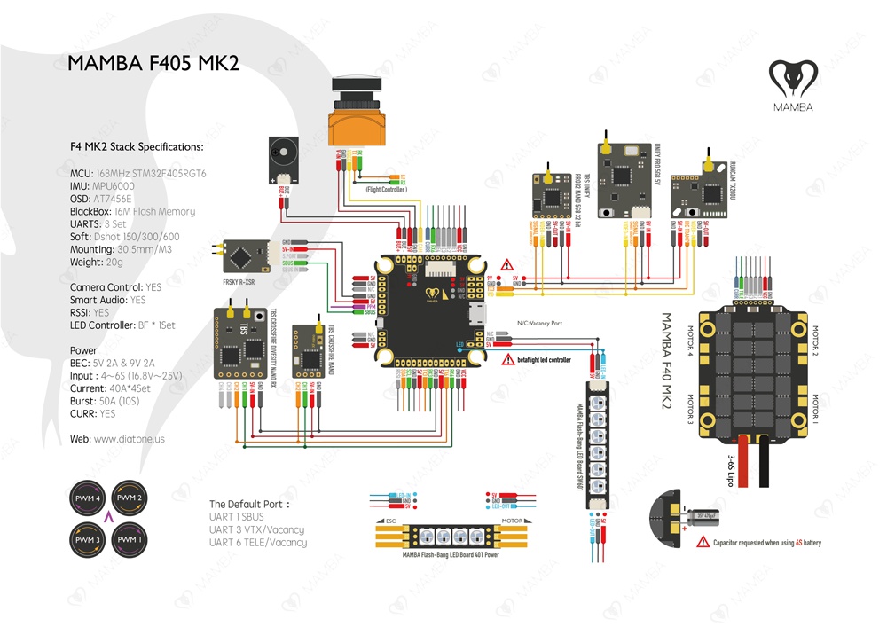 F405 MK2 Betaflight Flight Controller F40 40A 3-6S DSHOT600 FPV Racing Brushless ESC 30.5x30.5mm