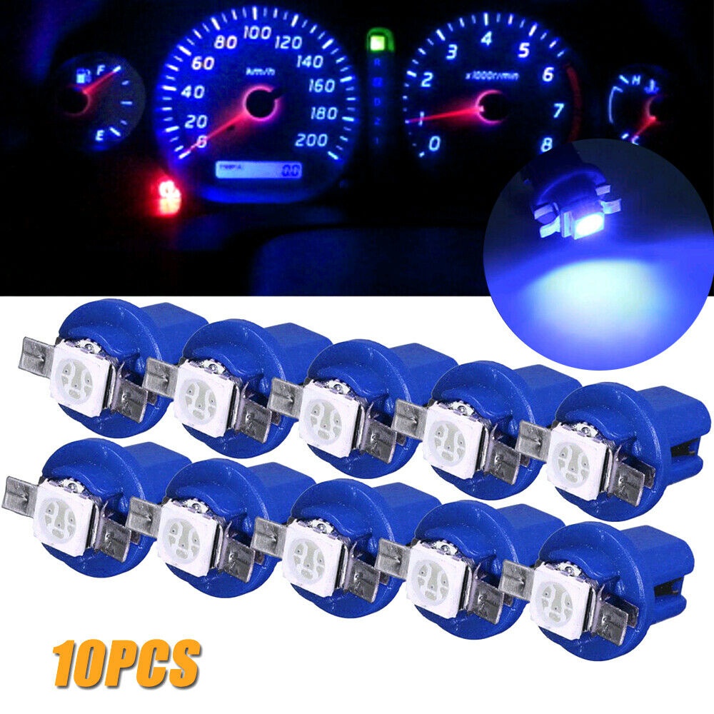 10x T5 B8.5D 5050 Car Dashboard Instrument  Interior LED Light Bulbs Accessories