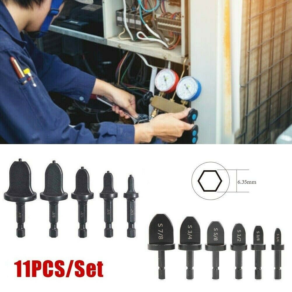 Set Of 11 Air Conditioner Copper Pipe Swaging Tool Hexagon Handle Tube Expanders