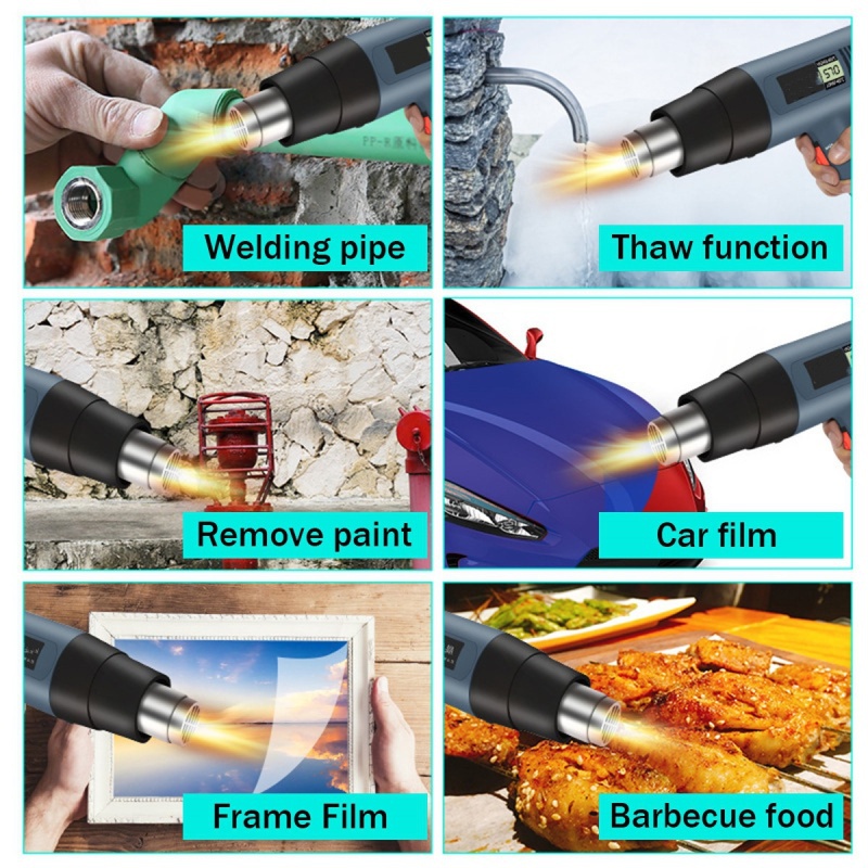 2021 New 2000W 220V Industrial Electric Hot Air Gun Adjustable Thermoregulator Air Flow Mini Heat