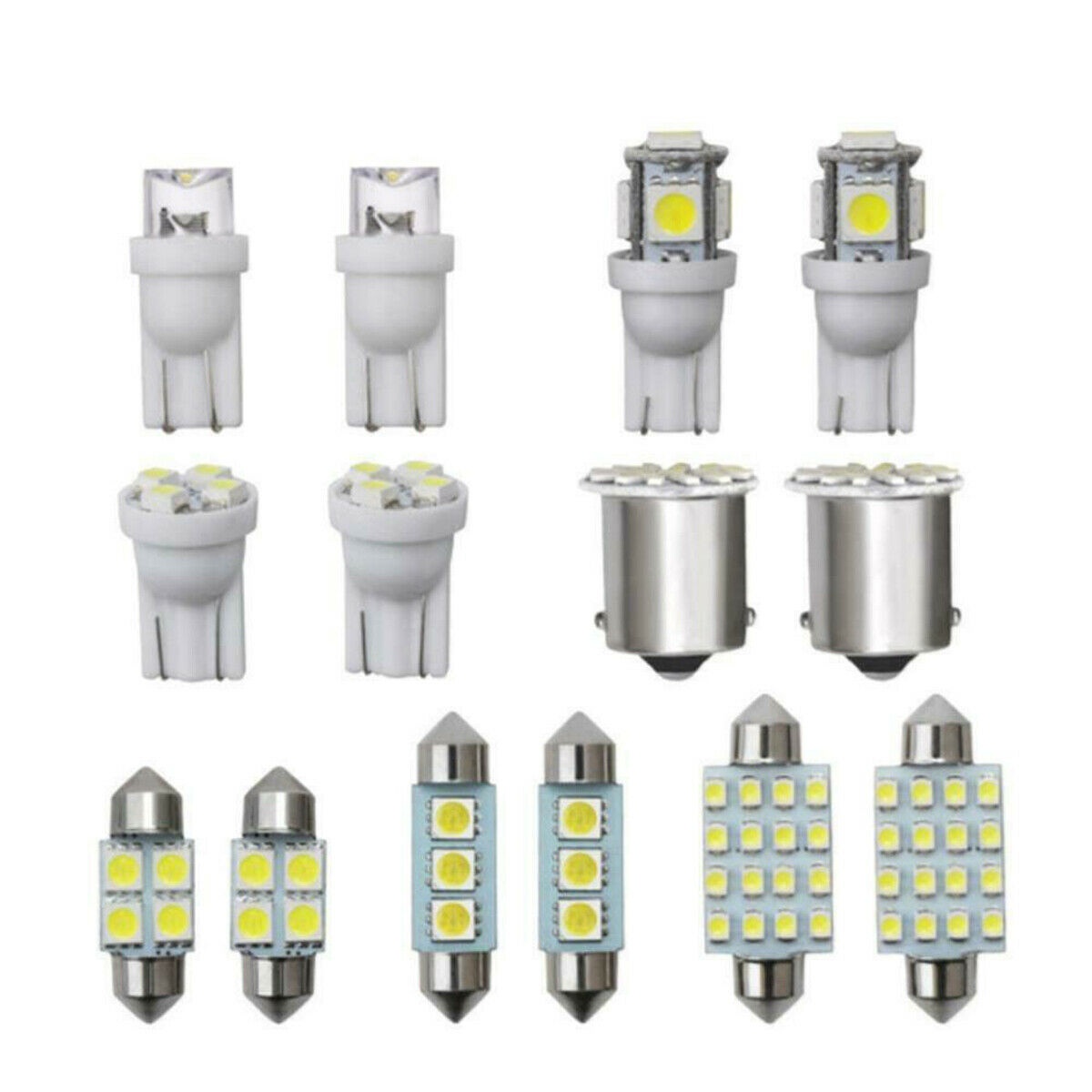 14Pcs Car Interior Package Map Dome License Plate Mixed LED Light Accessories Kits