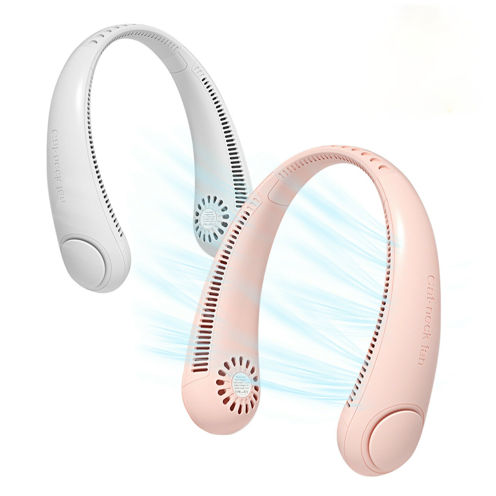 Portable Mini Fan Hanging Neck Fan USB Rechargeable Lazy Hands-Free Leafless Fan