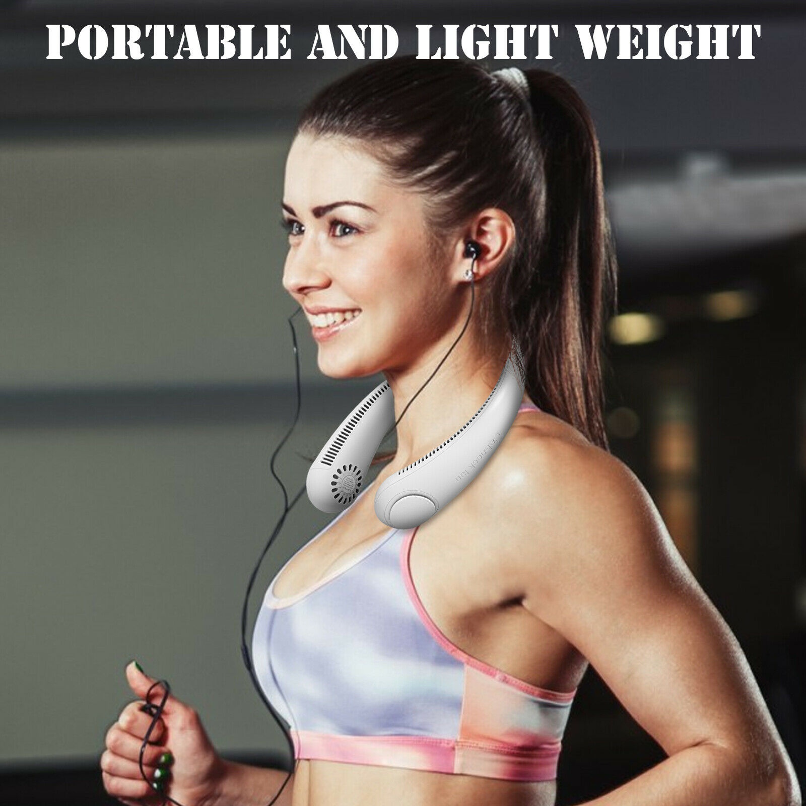 Portable Mini Fan Hanging Neck Fan USB Rechargeable Lazy Hands-Free Leafless Fan