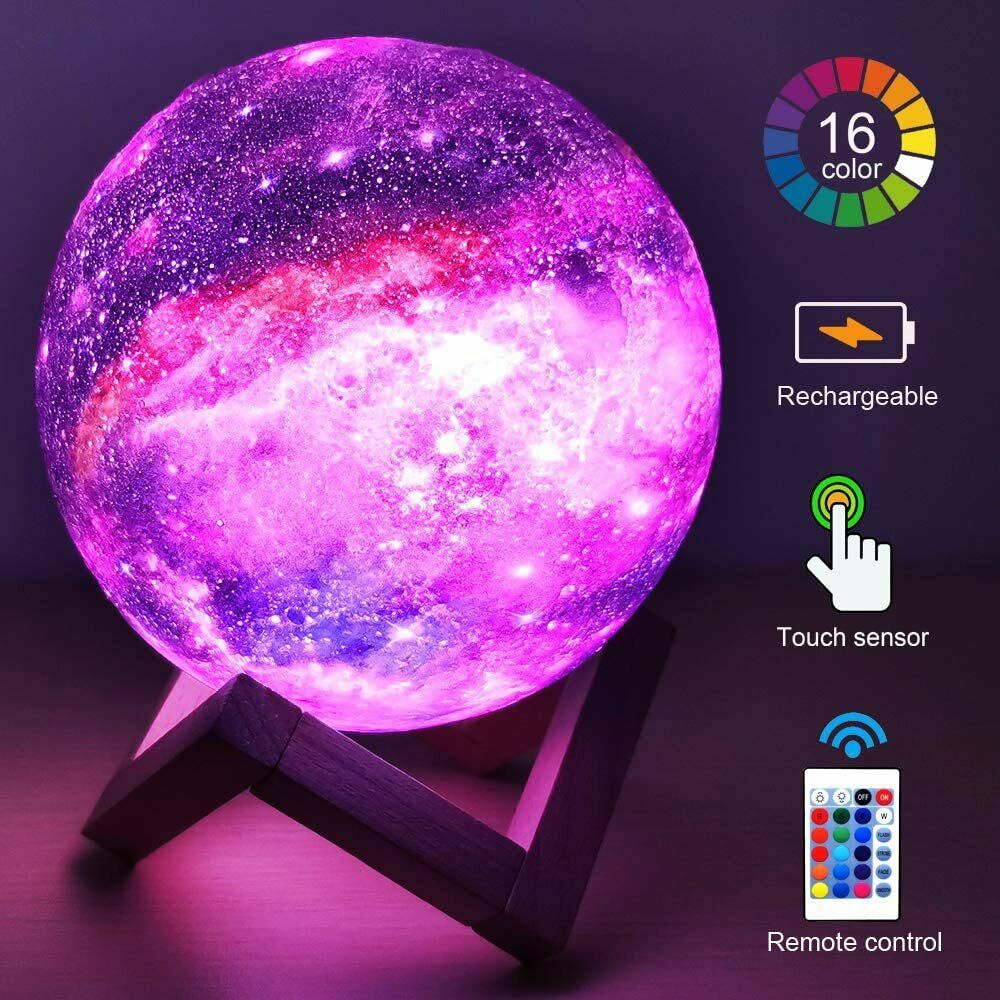 3D LED Painted Starry Sky Night Light Moonlight Galaxy Lamp Rechargeable LED Moon Night Light Multi