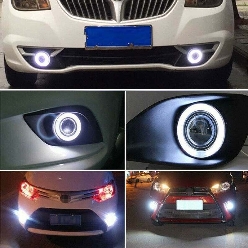 2pcs 3.5inch White High Power COB LED Projector Angel Eye Light Halo Ring Fog Drive Lamp Car