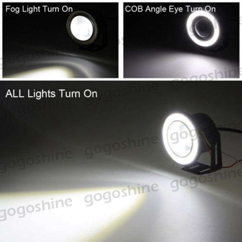 2pcs 3.5inch White High Power COB LED Projector Angel Eye Light Halo Ring Fog Drive Lamp Car