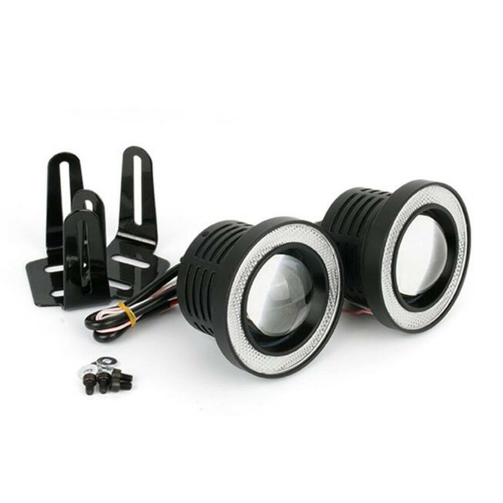 2pcs 3.5inch White High Power COB LED Projector Angel Eye Light Halo Ring Fog Drive Lamp Car