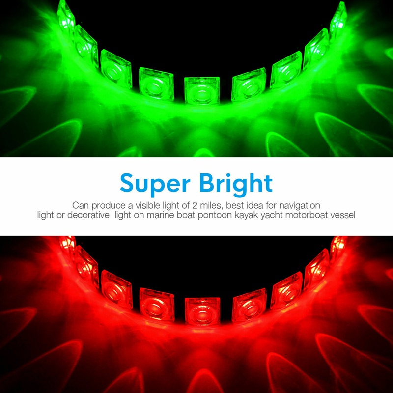 1/2PCS Red Green Navigation 18 LED Marine Boat  Bow Stern light 12V Yacht Pontoon Bright Lights