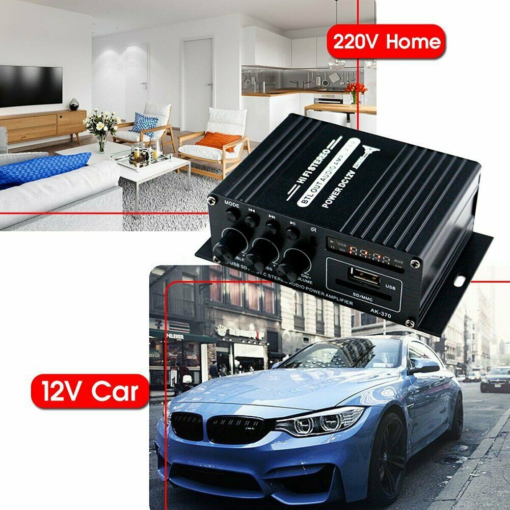 220V 400W Bluetooth HiFi Power Amplifier Mini Audio Digital Stereo FM AMP AUX