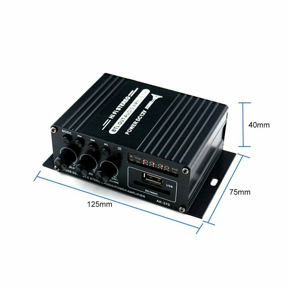 220V 400W Bluetooth HiFi Power Amplifier Mini Audio Digital Stereo FM AMP AUX