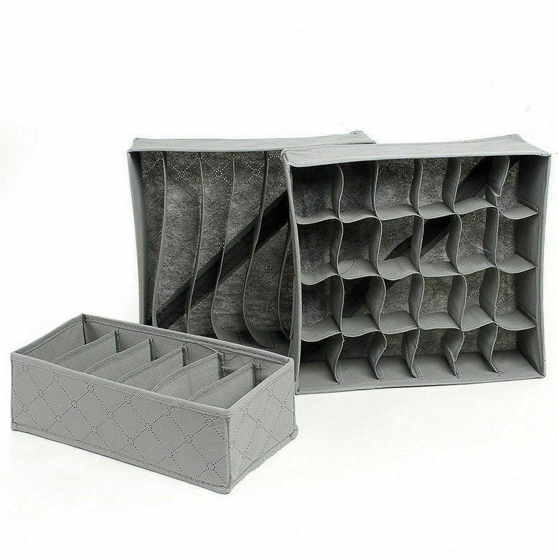 3PCS Foldable Drawer Organizer Divider Closet Storage Box For Underwear Bra Sock
