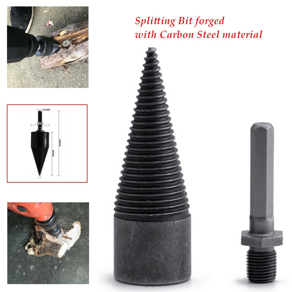 Firewood Machine Electric Drill Adapter Wood Cone Reamer Punch Driver Bit Split Drilling Tools