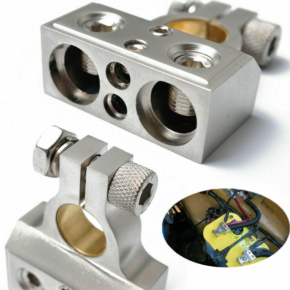 Car Battery Terminal Clamp Post 1/0 2 4 8 GA AWG Gauge Positive Negative Port