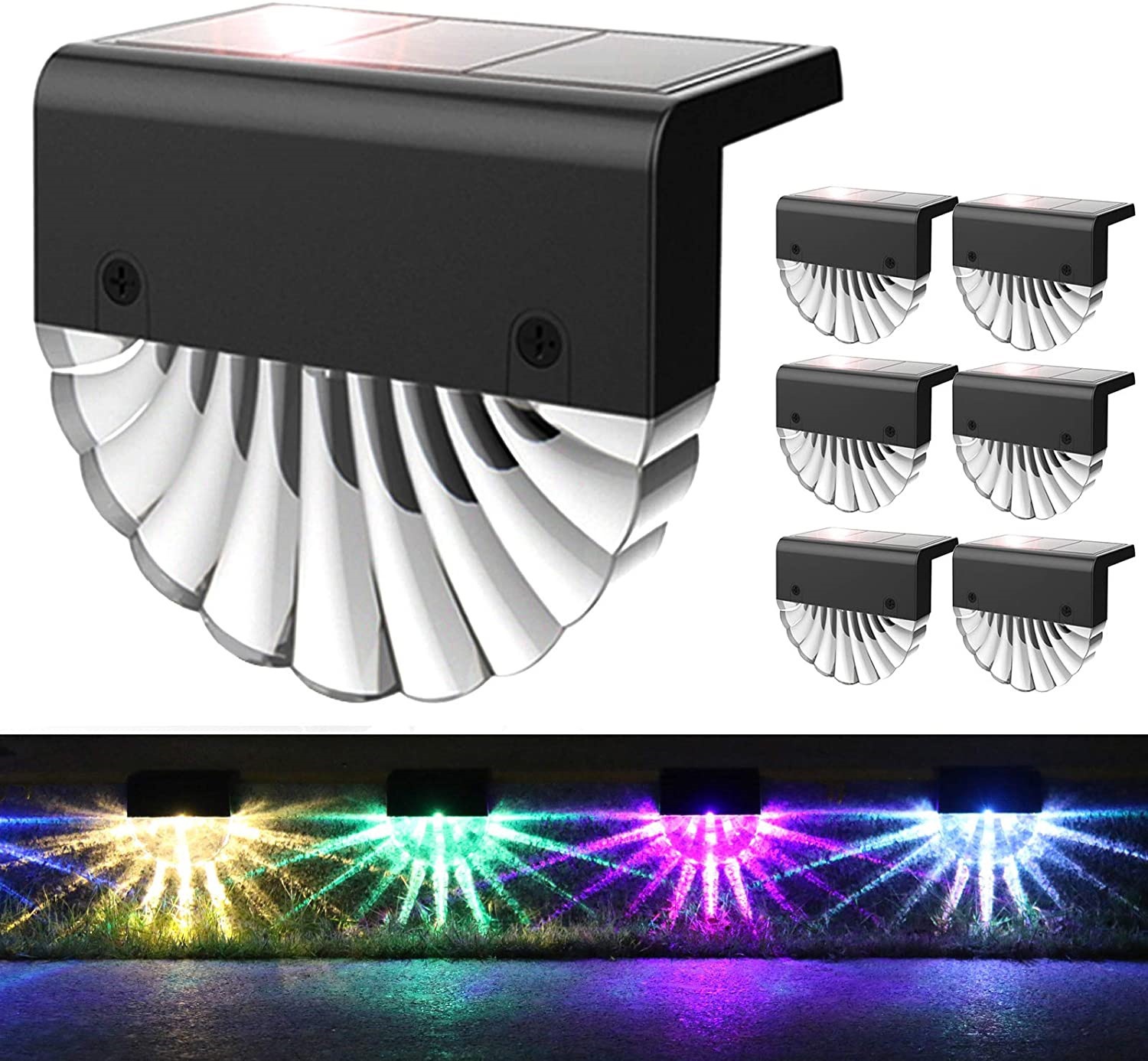New LED Acrylic Shell Solar Light RGB Color Warm White Stair Light Outdoor Garden Courtyard