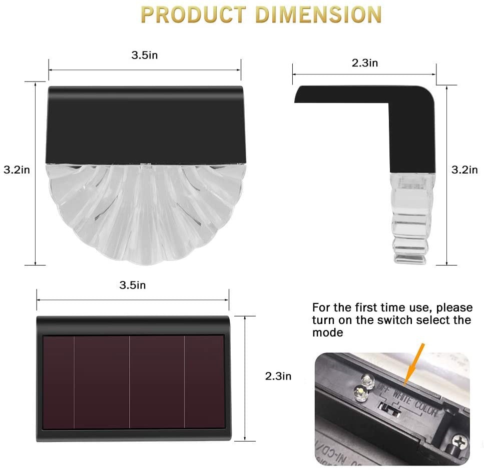 New LED Acrylic Shell Solar Light RGB Color Warm White Stair Light Outdoor Garden Courtyard