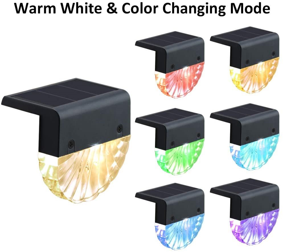 New LED Acrylic Shell Solar Light RGB Color Warm White Stair Light Outdoor Garden Courtyard