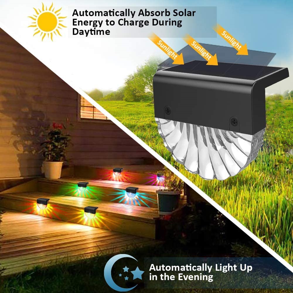 New LED Acrylic Shell Solar Light RGB Color Warm White Stair Light Outdoor Garden Courtyard