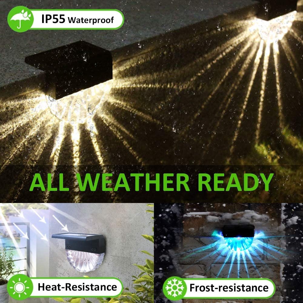 New LED Acrylic Shell Solar Light RGB Color Warm White Stair Light Outdoor Garden Courtyard