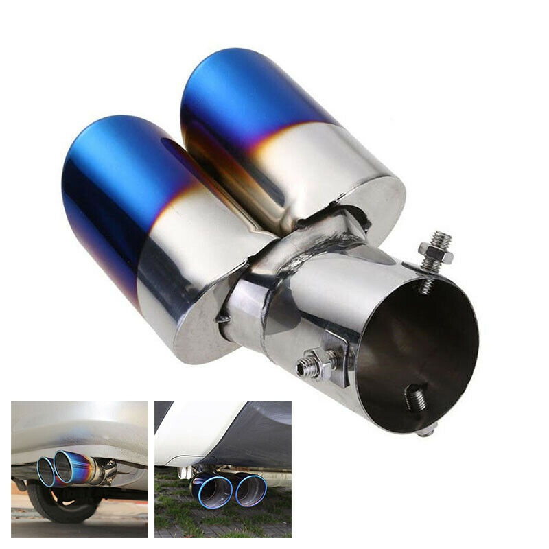 Stainless Steel Car Rear Dual Exhaust Pipe Tail Muffler Tip Throat Tailpipe