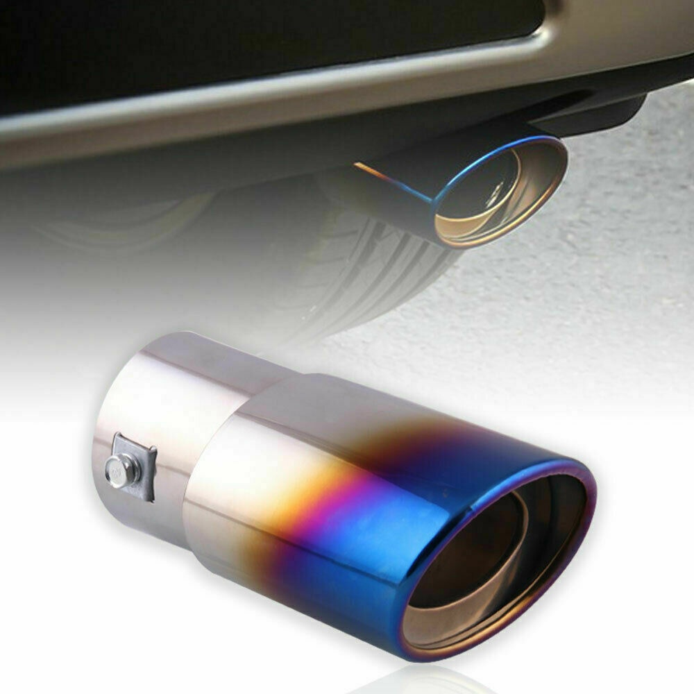 Burnt Blue Universal Stainless Steel Chrome Car Muffler Exhaust Tail Pipe