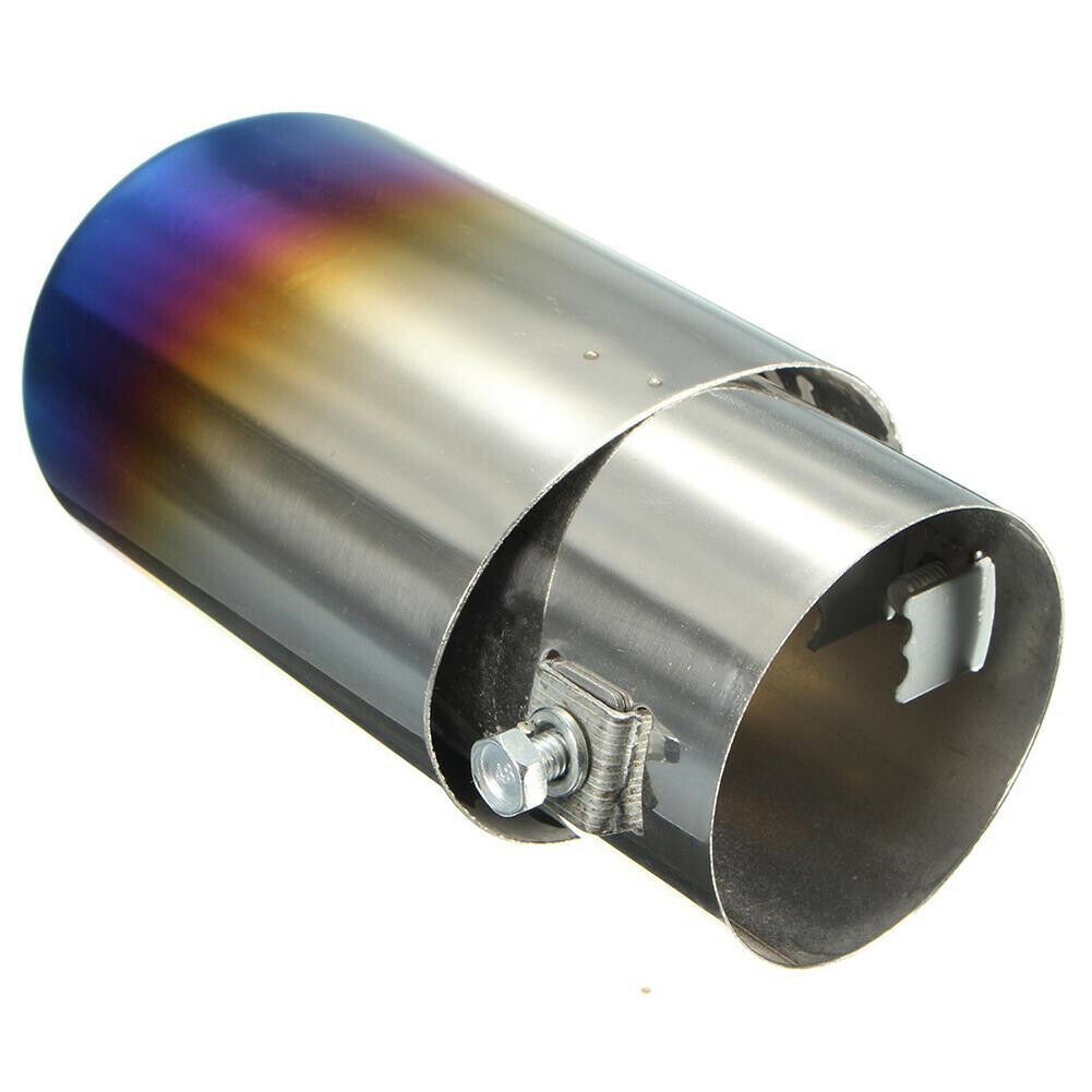 Burnt Blue Universal Stainless Steel Chrome Car Muffler Exhaust Tail Pipe