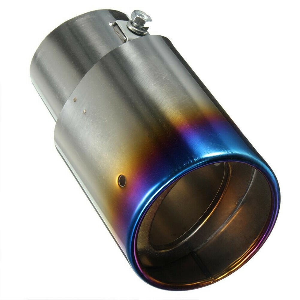 Burnt Blue Universal Stainless Steel Chrome Car Muffler Exhaust Tail Pipe