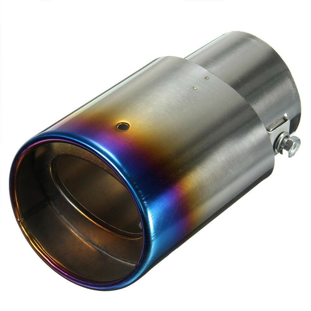 Burnt Blue Universal Stainless Steel Chrome Car Muffler Exhaust Tail Pipe