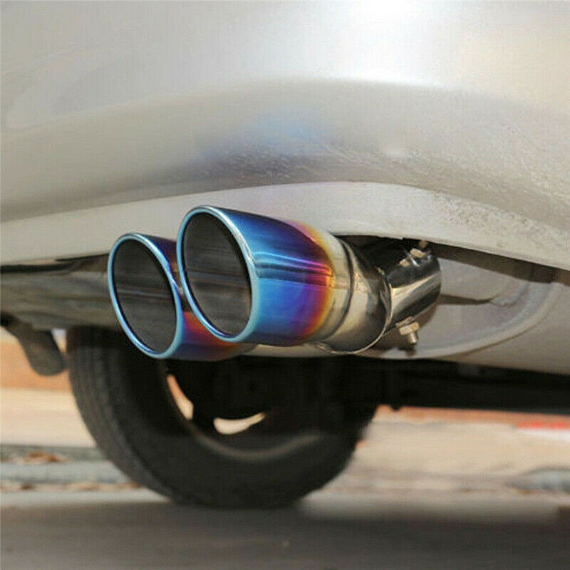 Stainless Steel Car Rear Dual Exhaust Pipe Tail Muffler Tip Throat Blue Tailpipe