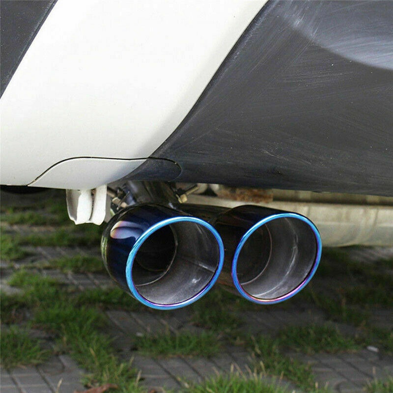 Stainless Steel Car Rear Dual Exhaust Pipe Tail Muffler Tip Throat Blue Tailpipe