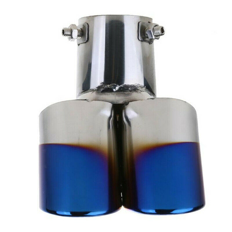 Stainless Steel Car Rear Dual Exhaust Pipe Tail Muffler Tip Throat Blue Tailpipe