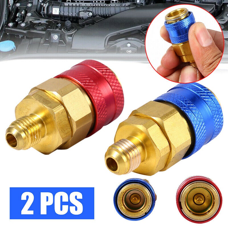 2pcs Red and Bllue Safety Valve Air Conditioning Repair And Fluoride Tool 2 Piece Valves R134a