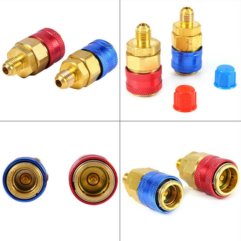 2pcs Red and Bllue Safety Valve Air Conditioning Repair And Fluoride Tool 2 Piece Valves R134a