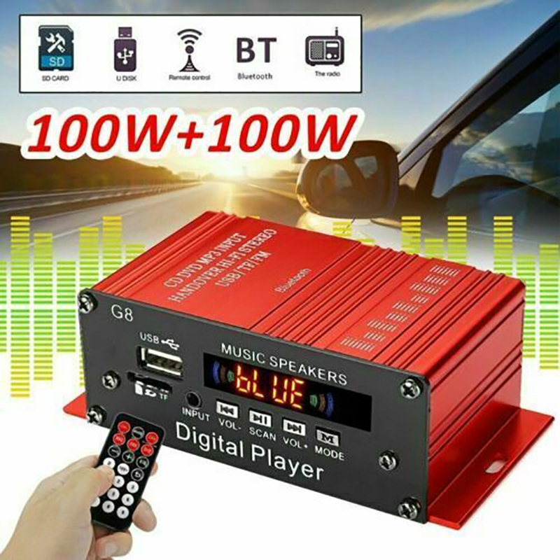 200W HIFI Digital bluetooth Stereo Audio Power Amplifier AMP AUX FM Mic+ Remote