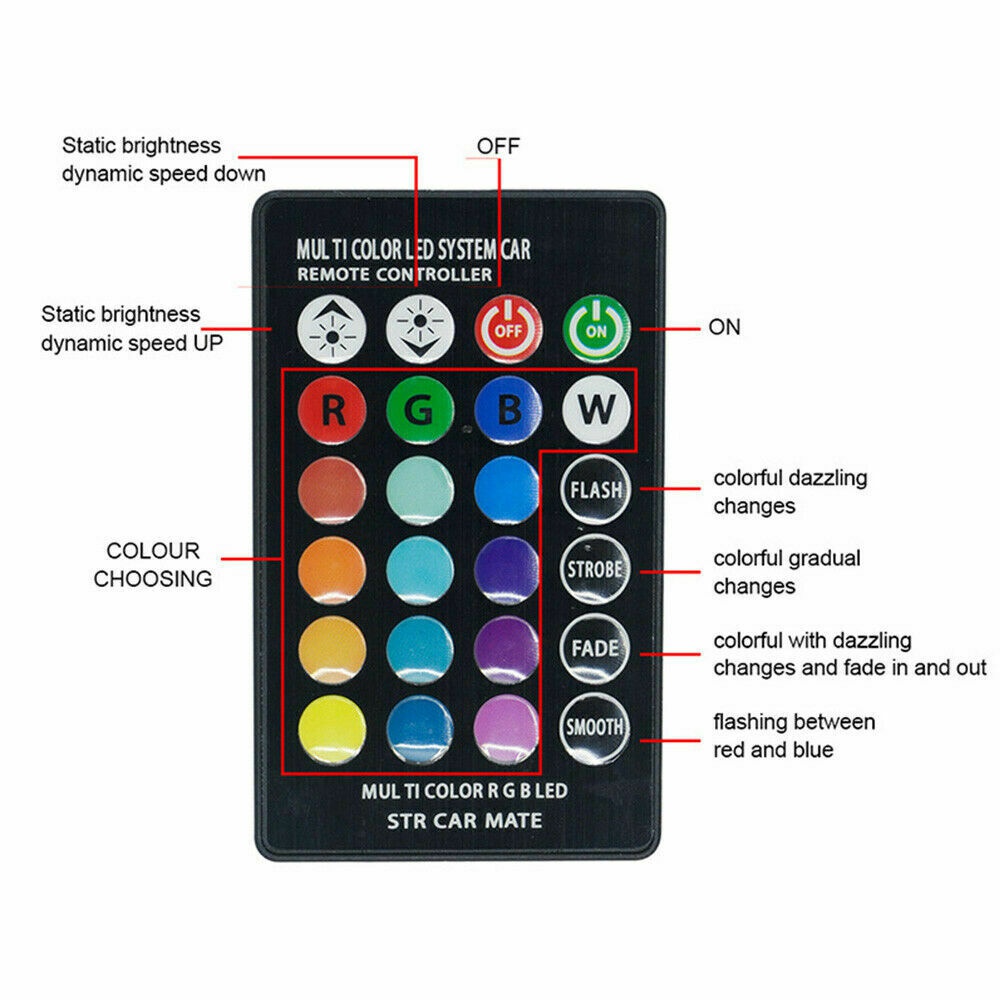 RGB T10 168 194 LED Bulbs W/RF Remote Control Multi-Color For Car Parking Lights