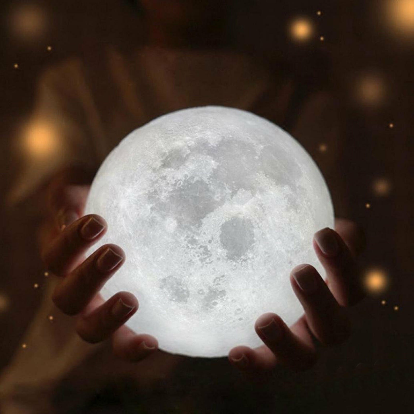 3D Printing Moon Lamp Moonlight USB LED Night Lunar Light Touch Color Changing Home Decor Room