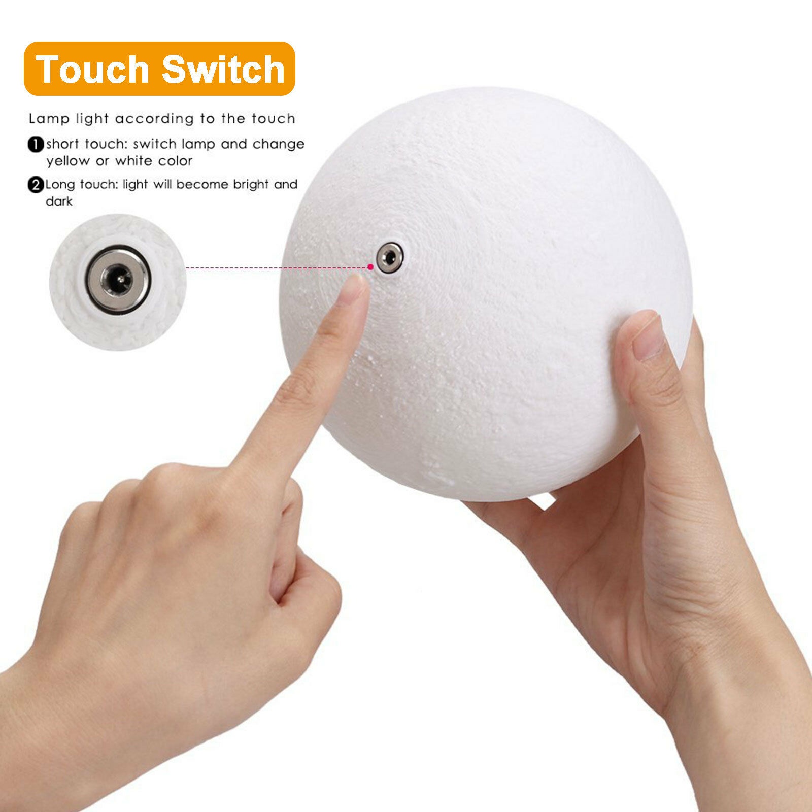 3D Printing Moon Lamp Moonlight USB LED Night Lunar Light Touch Color Changing Home Decor Room