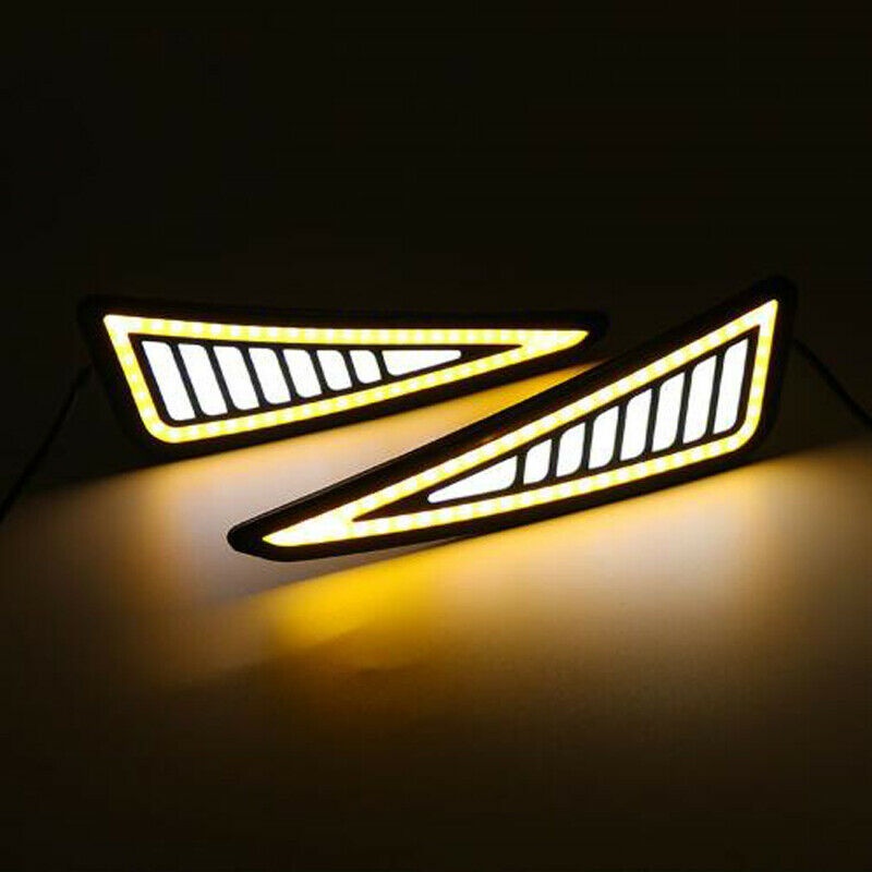2Pcs Car Universal DRL LED Daytime Running Light Driving Turn Signal White/Amber