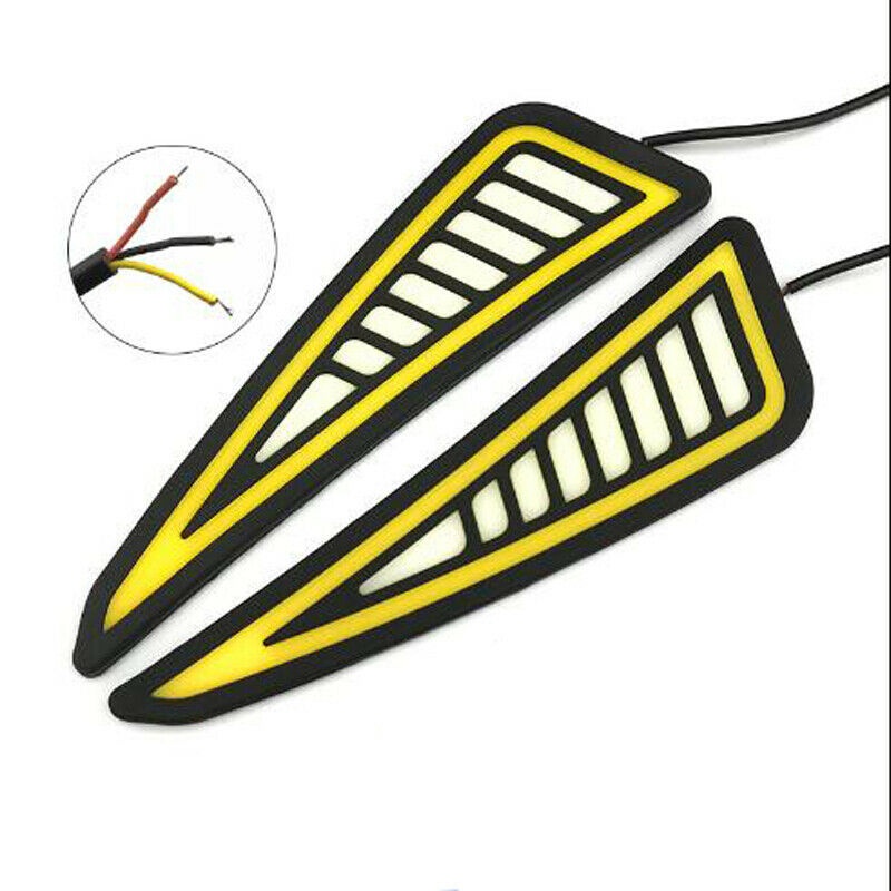 2Pcs Car Universal DRL LED Daytime Running Light Driving Turn Signal White/Amber
