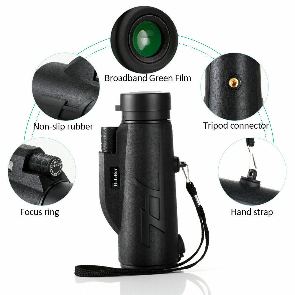 200x80 high definition zoom portable monocular telescope night vision bak4 telescope is suitable