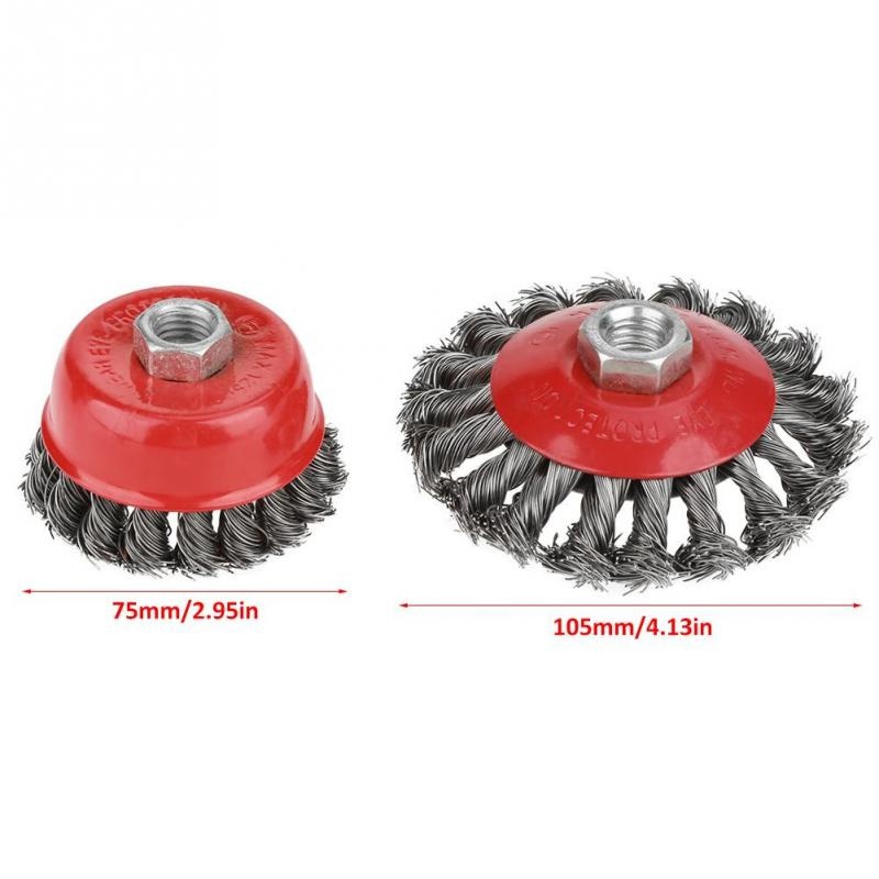 4Pcs/set Rotary Twist Knot Flat Cup Steel Wire Wheel Brush Set for Angle Grinder Rust Paint Removal