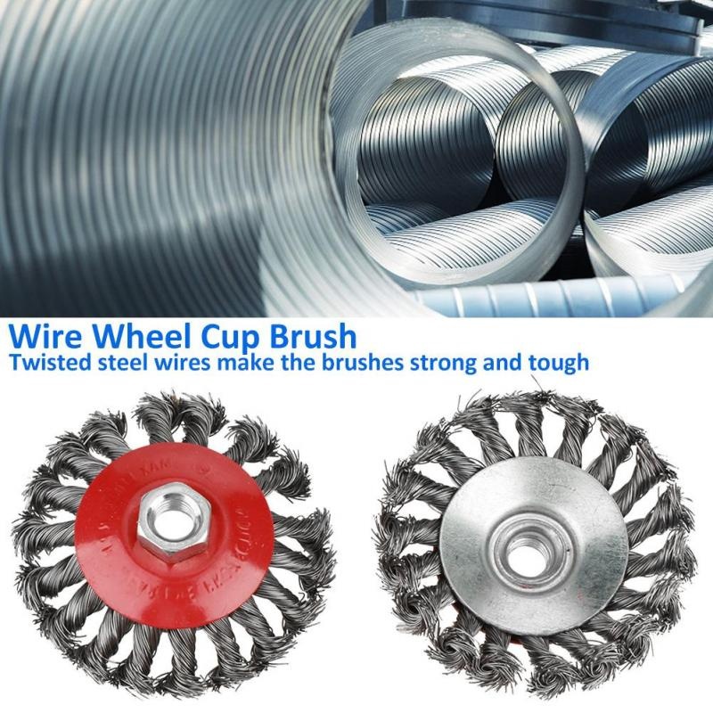 4Pcs/set Rotary Twist Knot Flat Cup Steel Wire Wheel Brush Set for Angle Grinder Rust Paint Removal